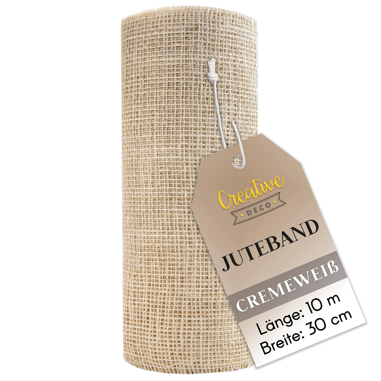 Hessian Ribbon Jute Ribbon | 11.81 in x 32.8 ft Roll | Natural White Fabric | Decorative Rustic Boho Table Runner | Wedding Party | Ribbons for Gift Wrapping, DIY, Arts & Crafts