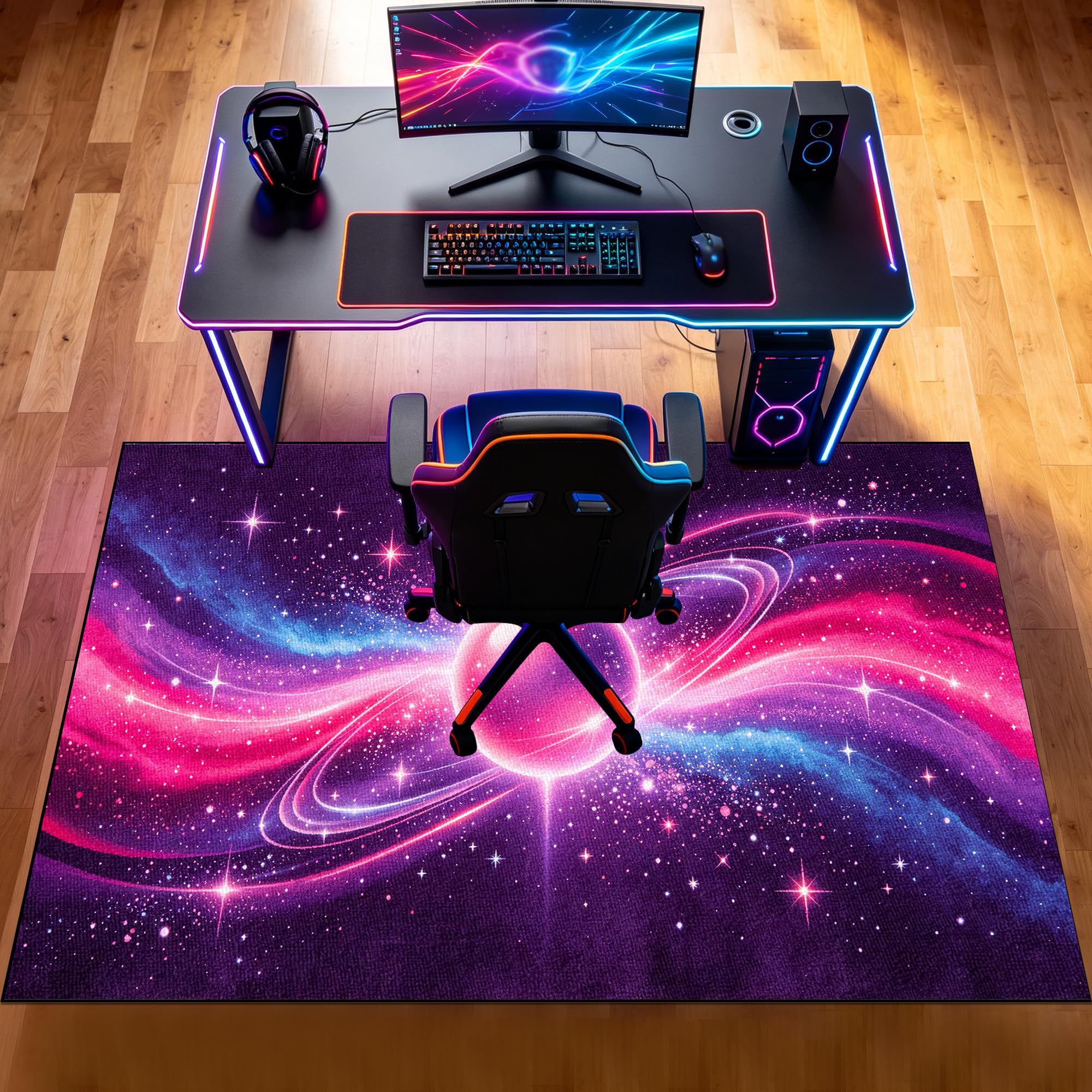 Mata pod fotel gamingowy na podłogę z twardego drewna, antypoślizgowa mata podłogowa do domowego biura, pokoju gier, mata na krzesło biurowe, dywan ochraniacz podłogi, 80 x 110 cm