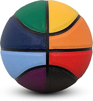 Custom Rainbow Rubber Basketball | Official Size | Indoor and Outdoor | Colorful Basketball Player Gift | for Youth and Adult | Pride