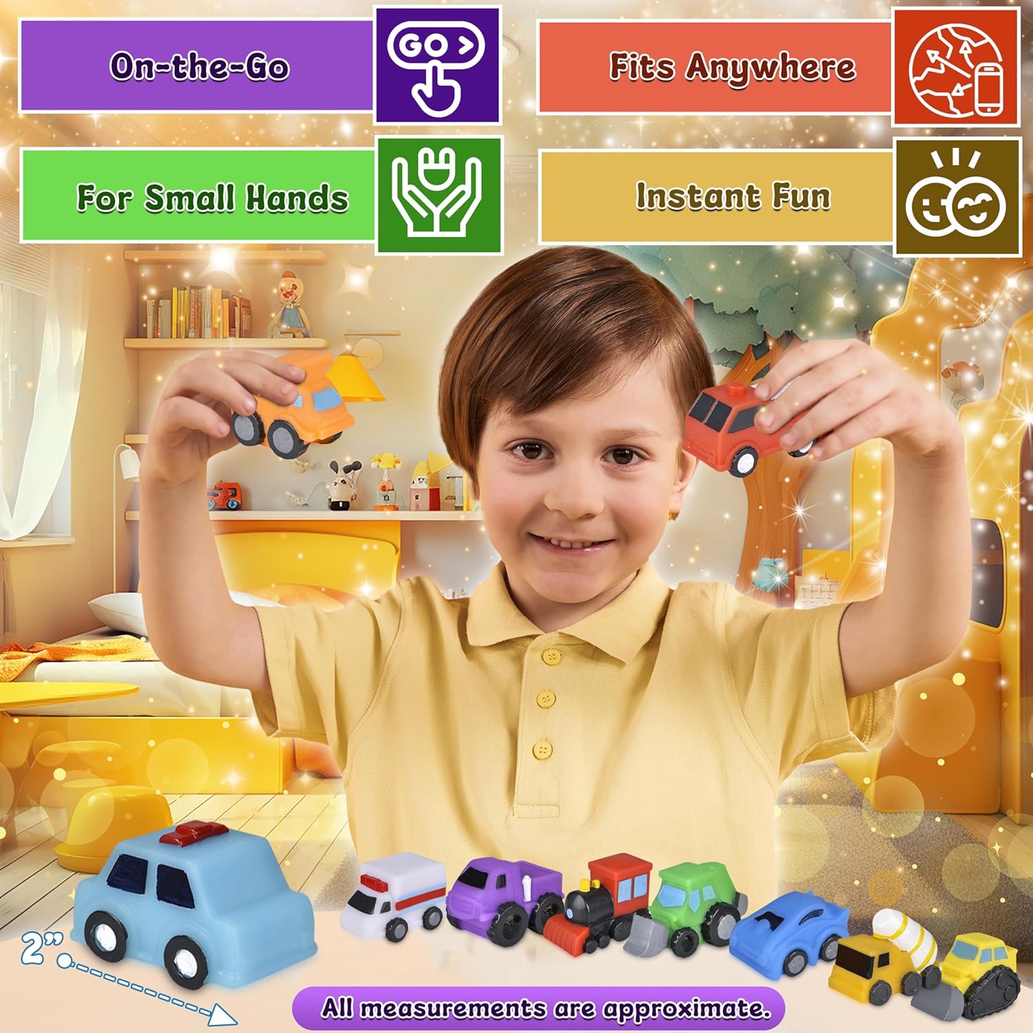 Forest & Twelfth 2" Rubber Vehicles Toys for Baby Bath Toys for Toddlers, Soft Baby Car Bathtub Toys, Ideal as Pool Toys, Toddler Beach Toys, Party Favors, Decorations, Cake Toppers