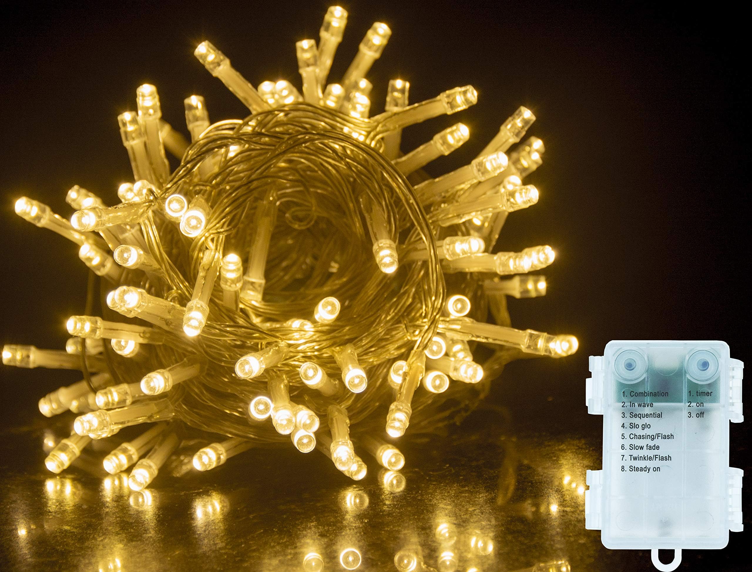 GHJ 200 LED Battery Operated Warm White String Fairy Lights for Christmas Tree Xmas Party