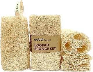 Natural Loofah Sponge – Shower Loofah Exfoliating Body Scrubber for Women & Men | Multi-Use Sponge for Shower, Spa, Kitchen, Pet | 100% Natural, Dye-Free, Eco-Friendly | Pack of 4