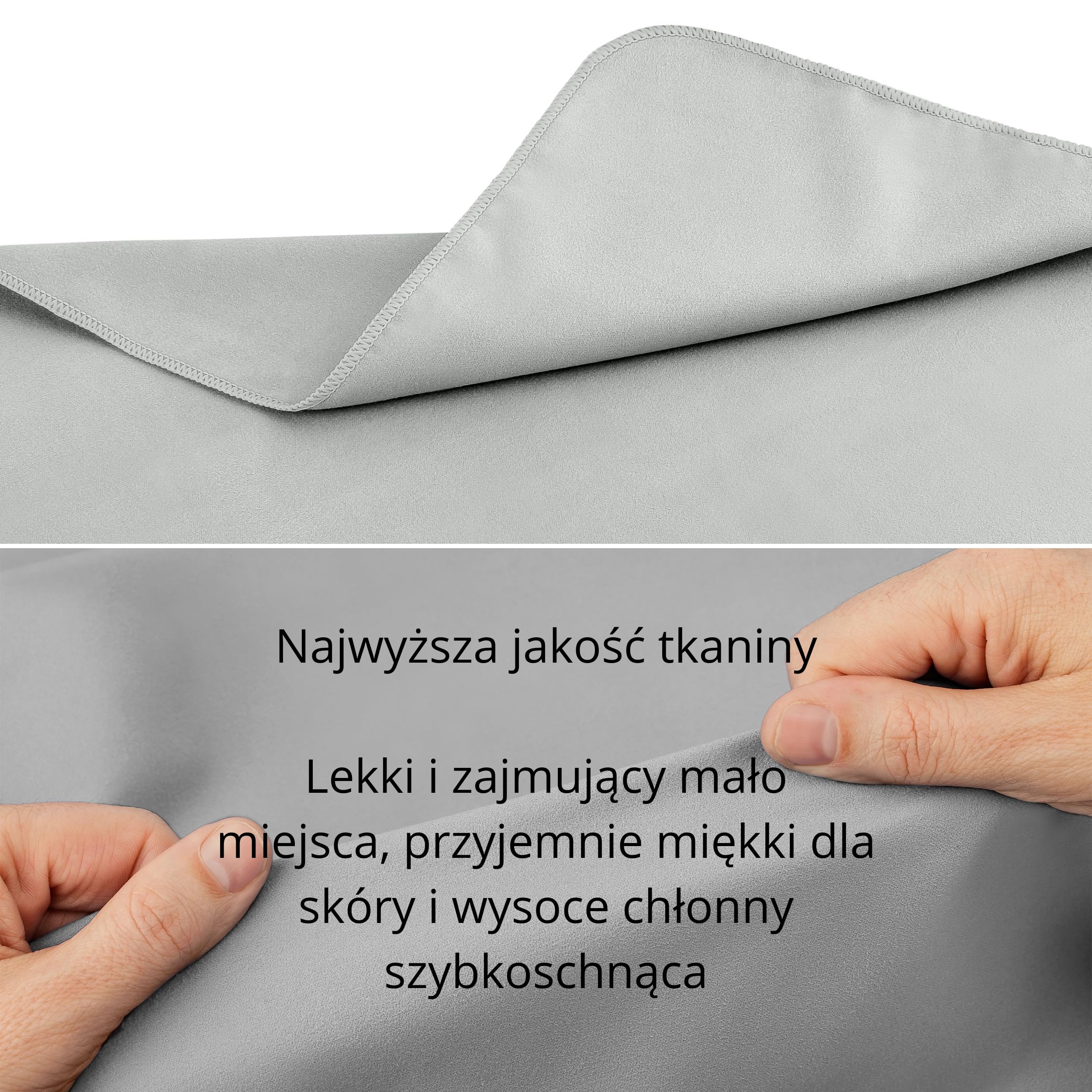 Backpacker's Journey Ręczniki z mikrofibry S M L XL. Zestaw ręczników podróżnych, lekkie, szybkoschnące, chłonne i antybakteryjne (szare, L)