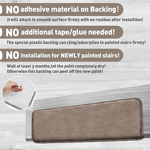 Miniatura 6 de PURE ERA - Alfombras para peldaños, de felpa suave, con bordes redondeados, de interiores, aptas para mascotas, antideslizantes, sin cinta, lavables