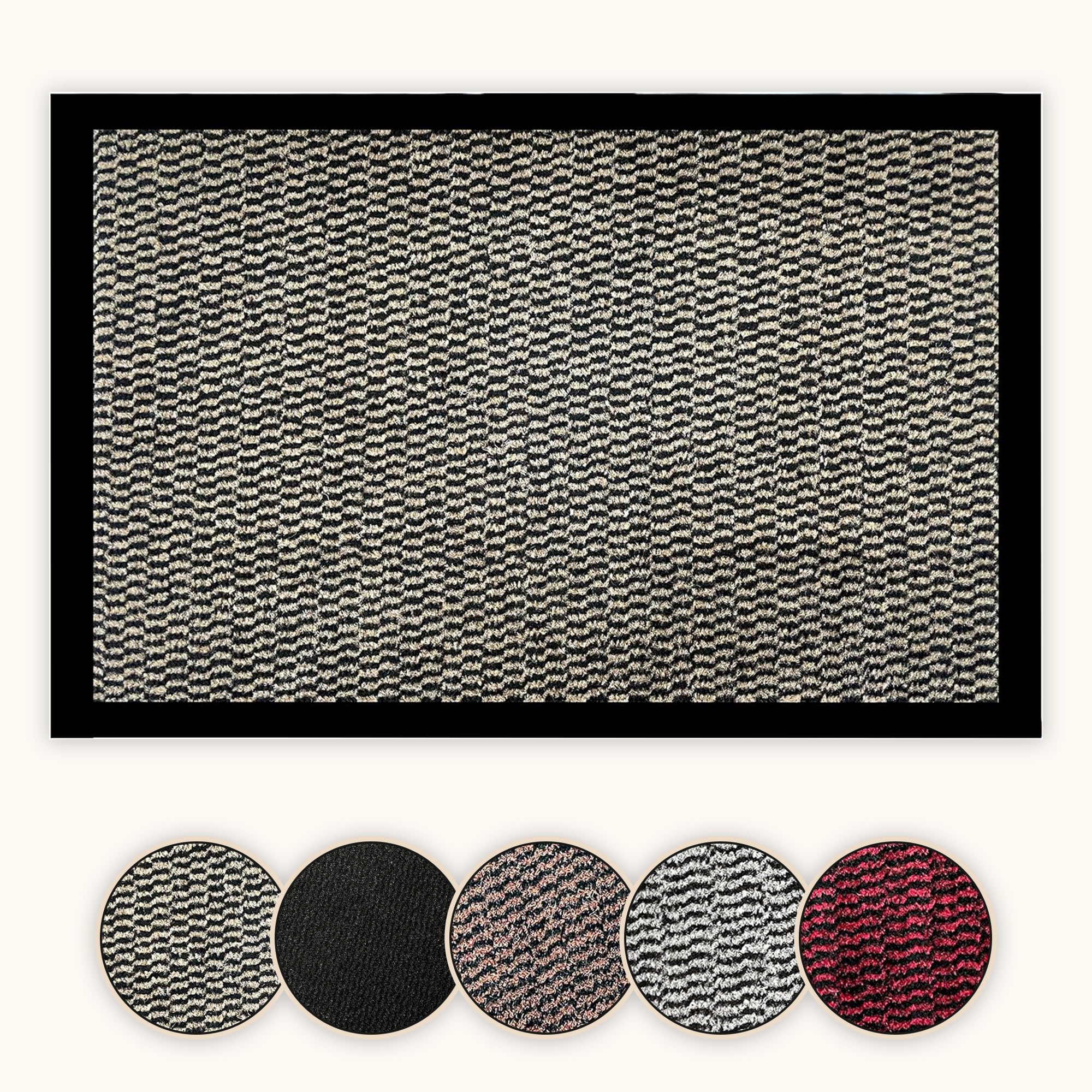 Bear & Panda - Dirt Trapper Door Mat - Indoor/Outdoor non-slip Washable Barrier Door Mat, Heavy Duty Entrance Rug Shoes Scraper, Super Absorbent Front Doormat Carpet (Beige, 40x60cm (Pack of 2))