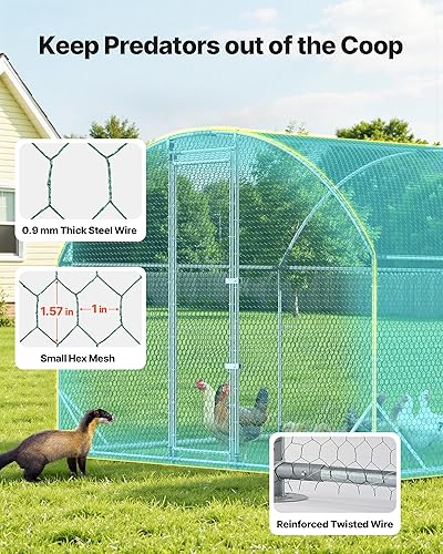 Vista 24 de VEVOR Gallinero de metal, 6.56 x 6.56 x 6.56 pies con tapa, gallinero de techo con cerradura de seguridad, corrales de aves de corral para patio