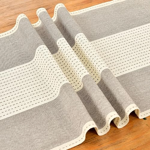 Miniatura 9 de Wracra Camino de mesa de lino, camino de mesa de macramé de granja de 108 pulgadas de largo para decoración de mesa de comedor, boda, fiesta y