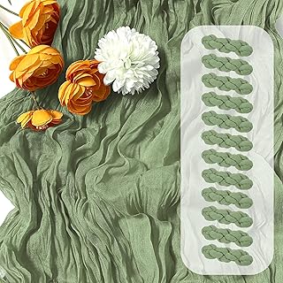 12 Pack Sage Green Cheesecloth Table Runner 17 x 108 Inch Gauze Table Ru...