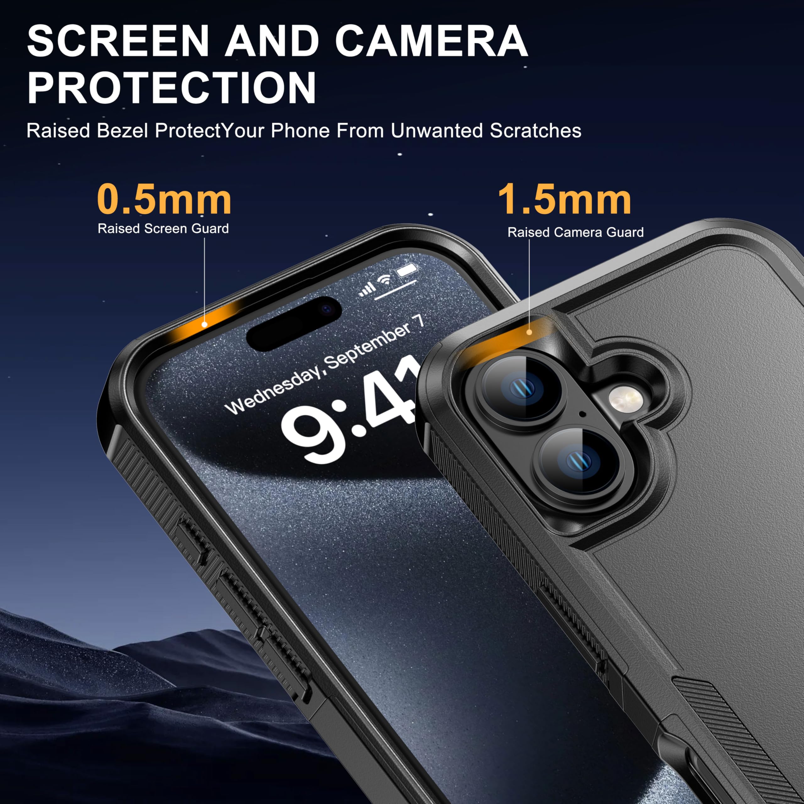 for iPhone 16 Case [Shockproof] [Dropproof] [Heavy Duty Protection] [Pocket-Friendly] Slim & Tough Non-Slip Protective Phone Cover for iPhone16 6.1inch, Black