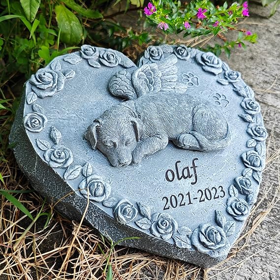 Personalized Solar Dog Memorial Stones, Solar Dog Statue