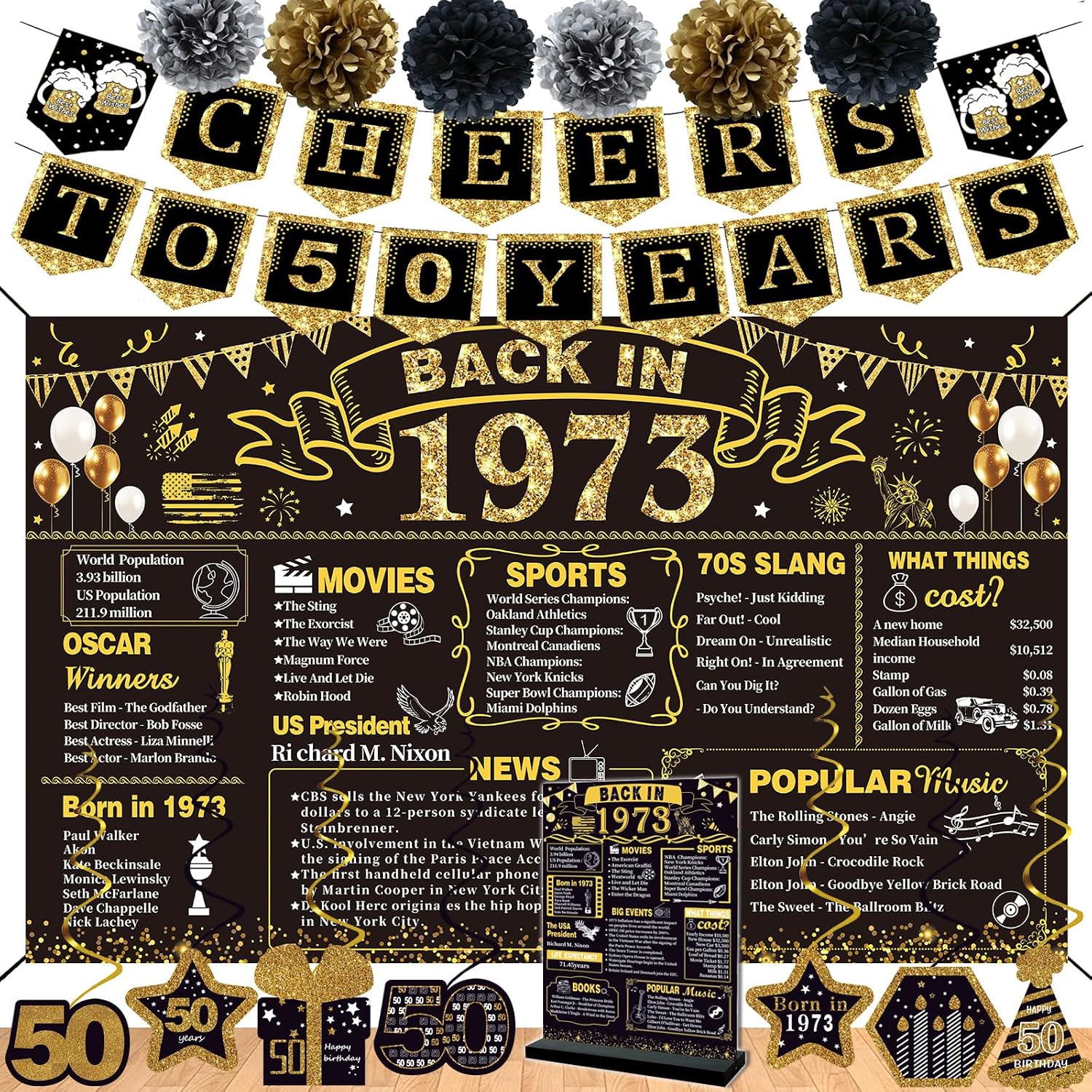 Longwu Back In 1973 Birthday Poster 50th Birthday Decorations For