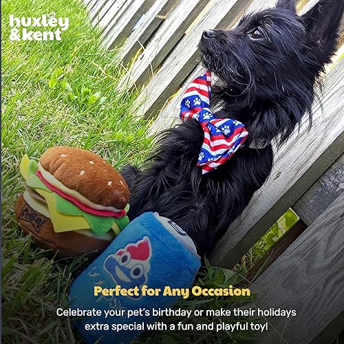 Miniatura 8 de Huxley & Kent Divertido juguete para perros con chirriador, juguetes chirriantes de felpa para perros pequeños, medianos y grandes, animal de