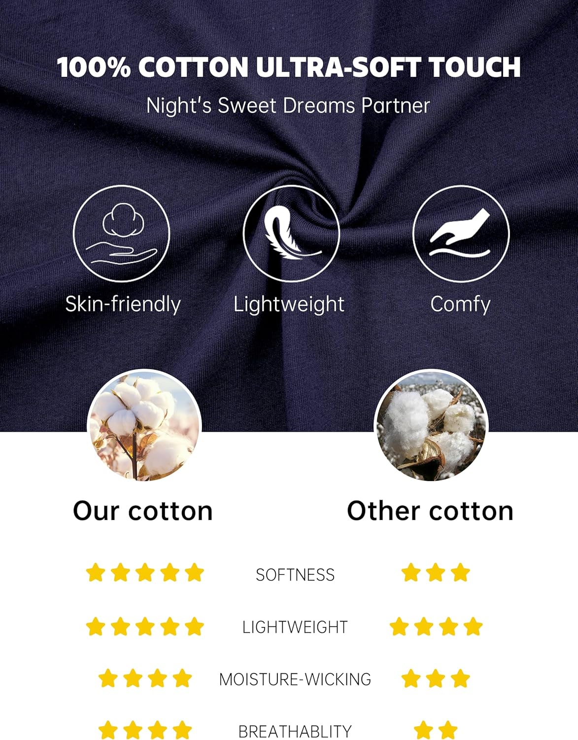 EA'S SECRET Mens Pajamas Set 100% Cotton Soft Button Pajamas for Men Short Sleeve Sleepwear 2 Piece Lounge Pjs Sets - Image 5