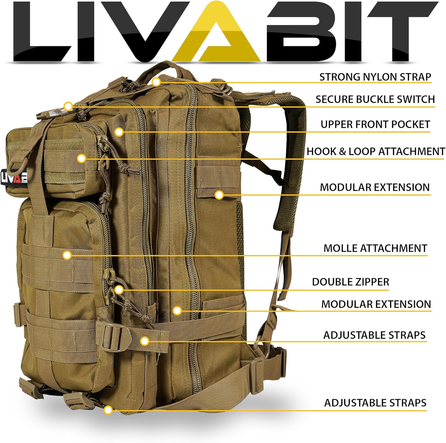SOS Bug Out 3 Day Backpack Emergency Survival Camping Hunting Hiking Gear Essentials Tan for Preppers Hikers Survivalist