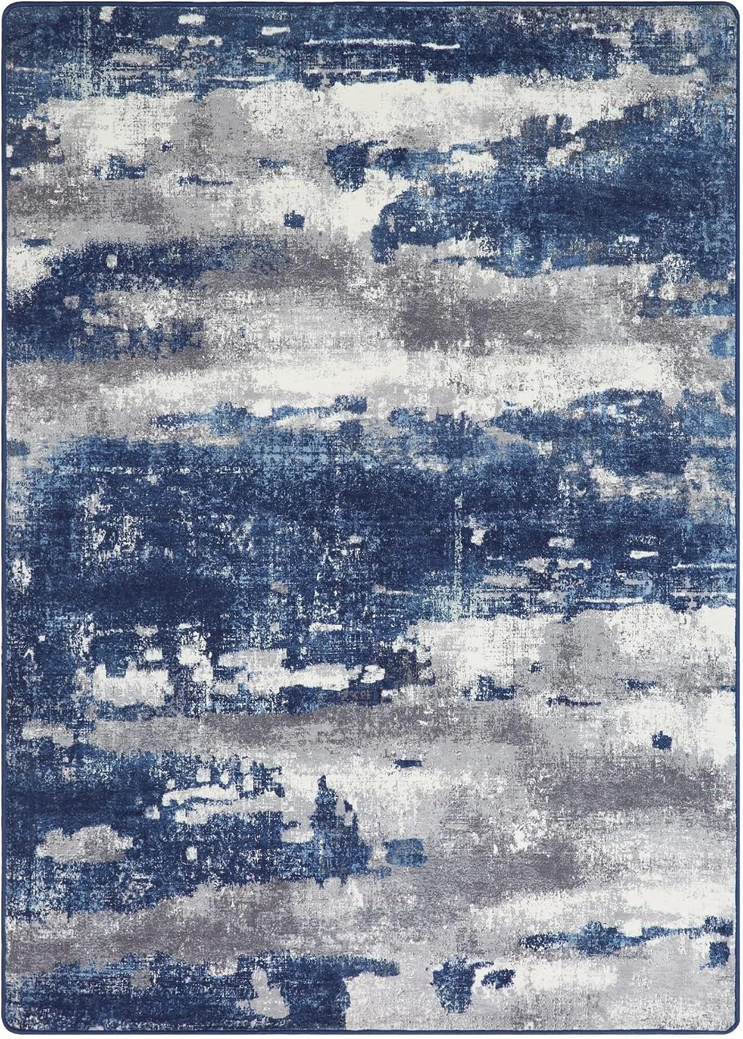 BEIMO Area Rugs for Living Room 4x6 Large Modern Machine Washable Rugs Distressed Abstract Print Blue Throw Rug for Bedroom Aesthetic, Non Slip Carpet with Gripper