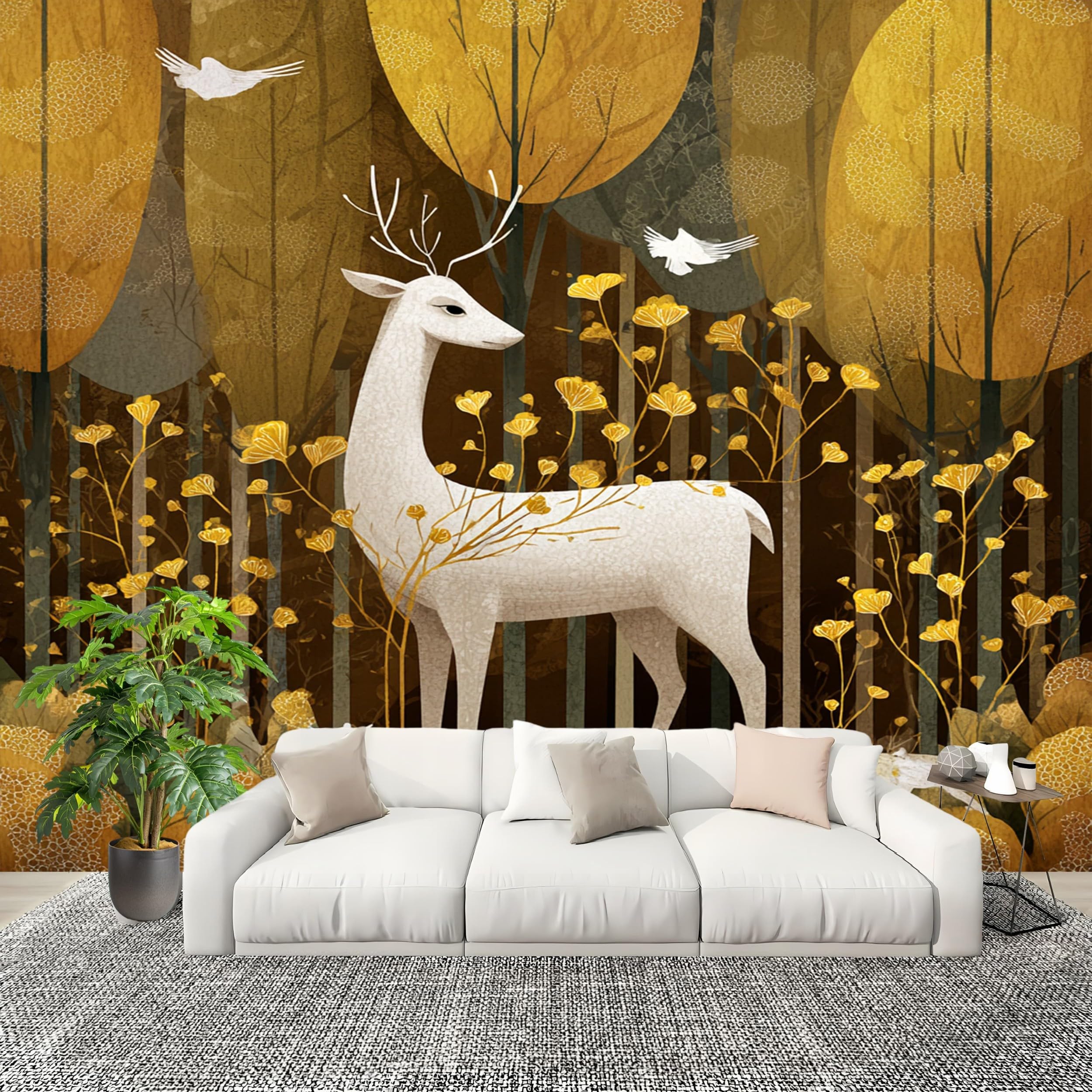 Fototapeta 3D 400x280cm Fantasy Las Zwierzęta Fototapety Włóknina Niemarszcząca Się Plakat Jasnobrązowy Fototapety Nowoczesna Dekoracja ścienna