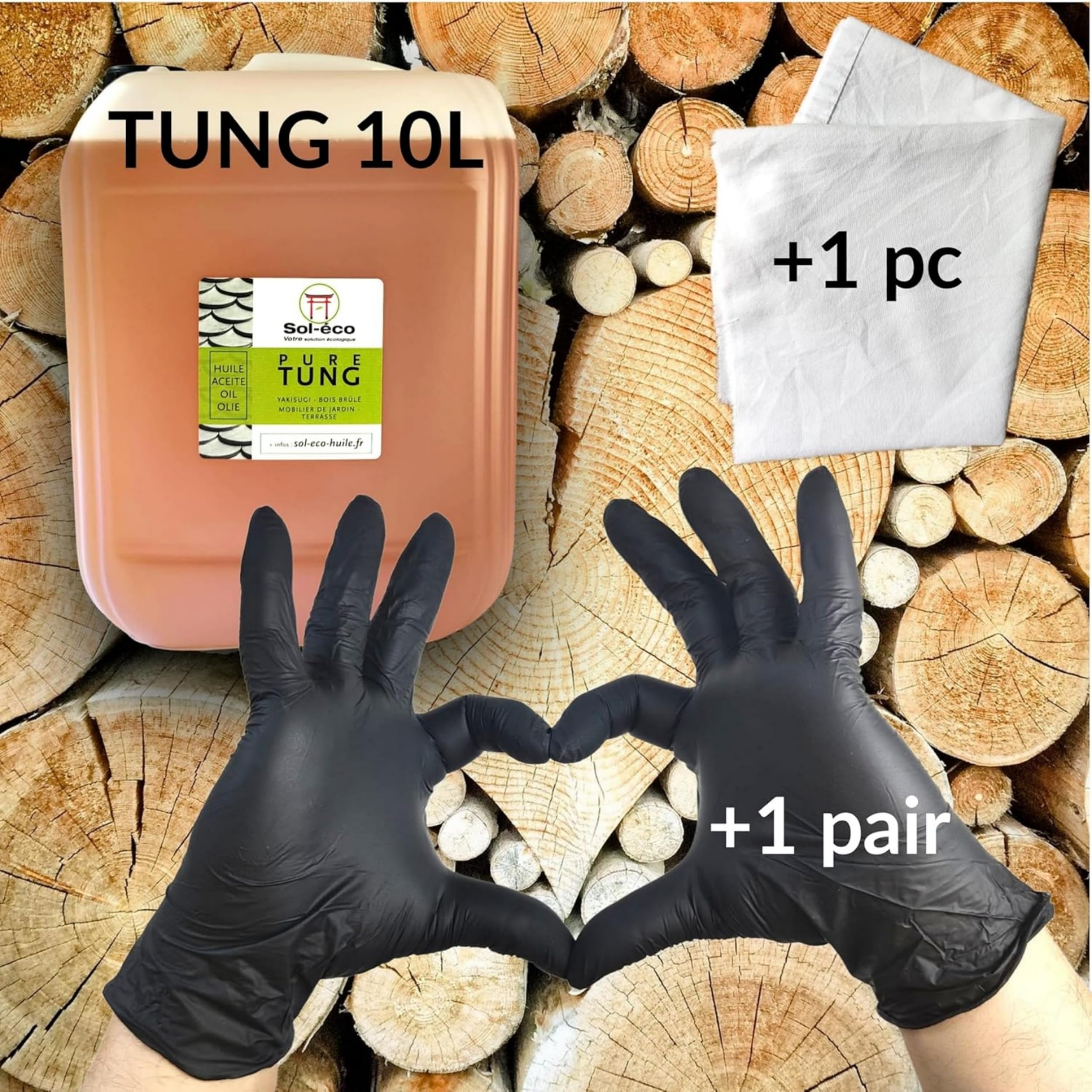 (Sol-éco) Aceite de Tung Puro – Protección y cuidado de la madera – 10L | Interior/exterior - Muebles de jardín, encimera, terraza, cocina, tablas de cortar, teca, parqué