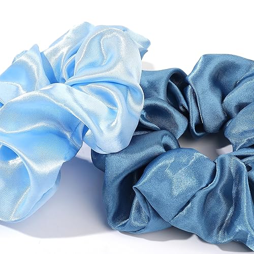 Miniatura 5 de Bandas elásticas de satén para el cabello bonitos y grandes soportes para cola de caballo para cabello grueso y rizado, sin arrugas, sin daños para