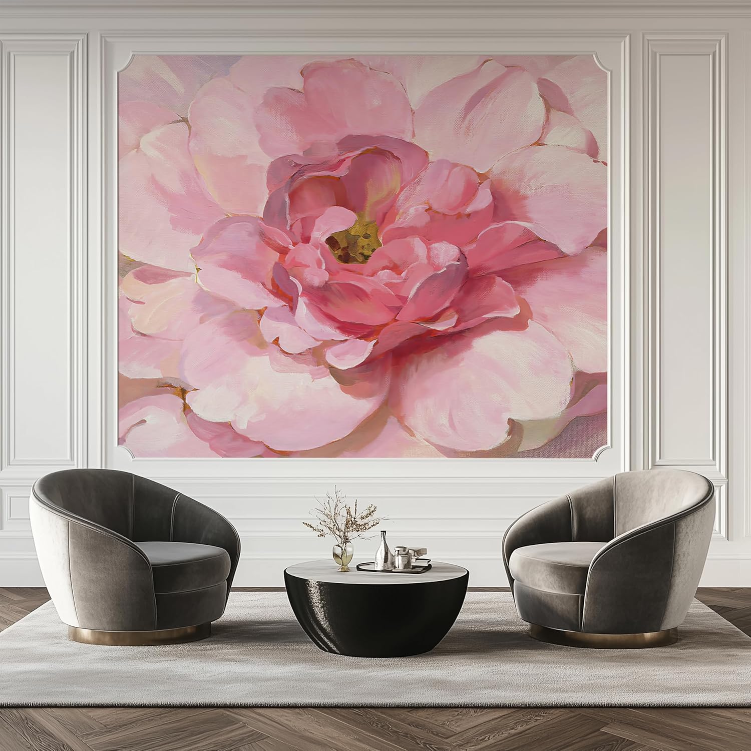 Peel and Stick Self Adhesive Canvas Wall Mural Bohemian Floral Leaf Wallpaper Removable Nature Wall Mural for Living Room Bedroom Office Home Decor Accent Wall (B, 137''X98'')