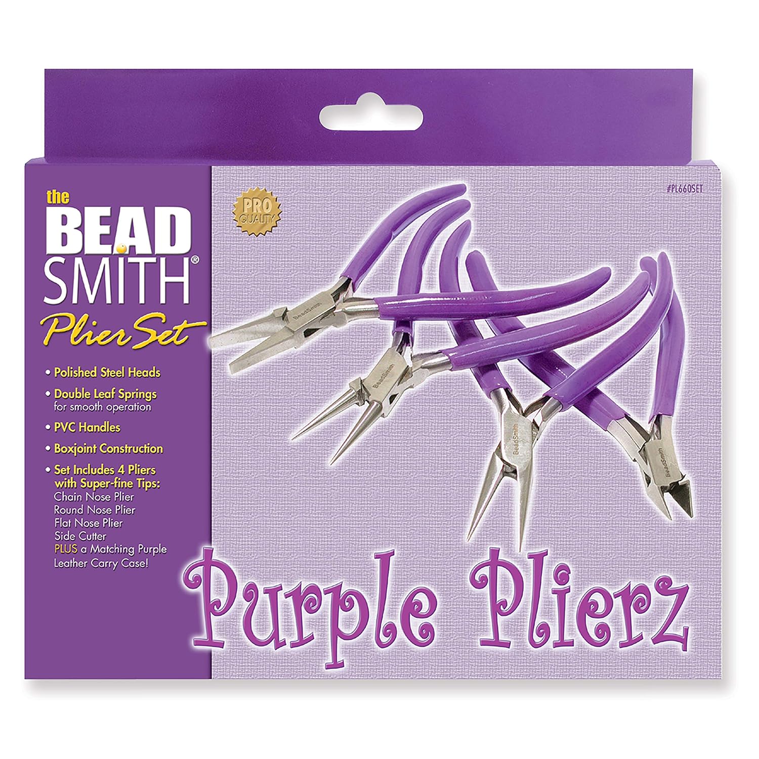 The Beadsmith Spring Loaded Pliers with Purple Handle Set