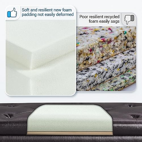 Miniatura 27 de Topeakmart Otomana moderna de almacenamiento con brazos enrollados, color negro, tela de lino, capacidad de 300 libras Negro -,Marrón