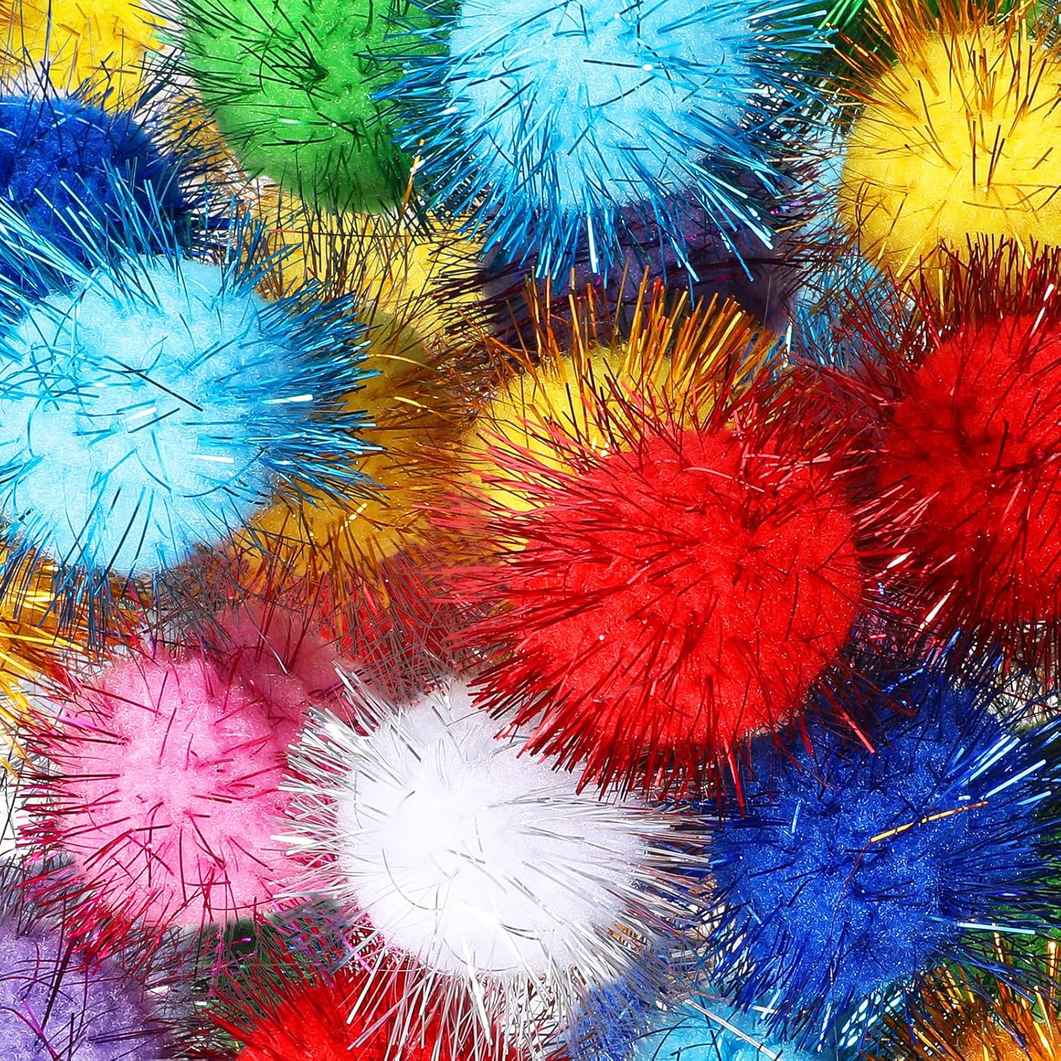 40pcs Cat Sparkle Ball 1.77 Inch Cats Tinsel Pom Poms Puff Balls Assorted Color Glitter Kittens Toy Balls for Indoor Cats Interactive Cat Balls Cat Chase Pom Pom Balls for Cats