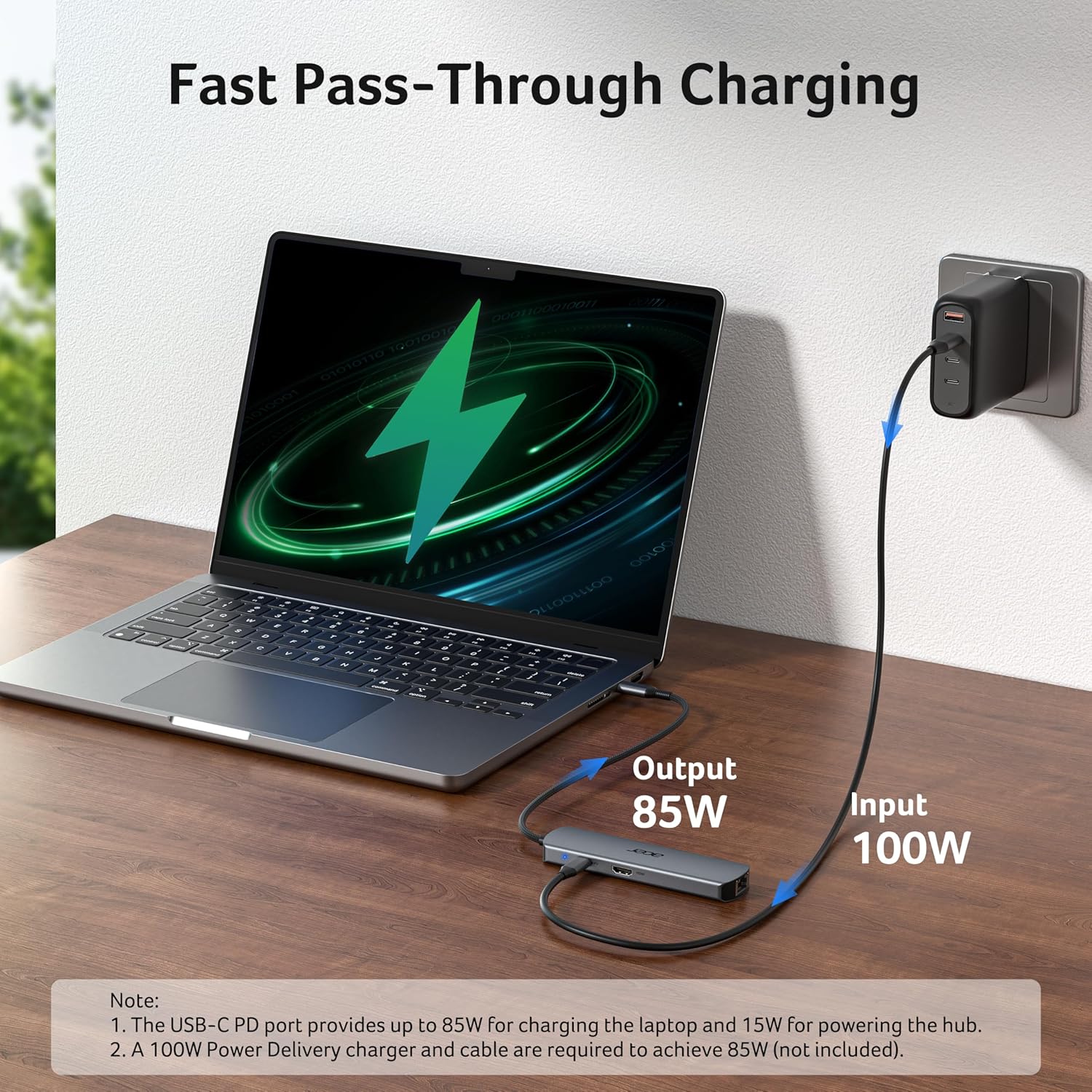 acer 6 in 1 USB C Hub, 4K@60Hz USBC to HDMI Adapter with 1000Mbps Ethernet, 100W PD Charging, USB A/USB C Data Ports USB C Splitter for MacBook Pro/Air, Acer, iPad, iPhone 17/16/15