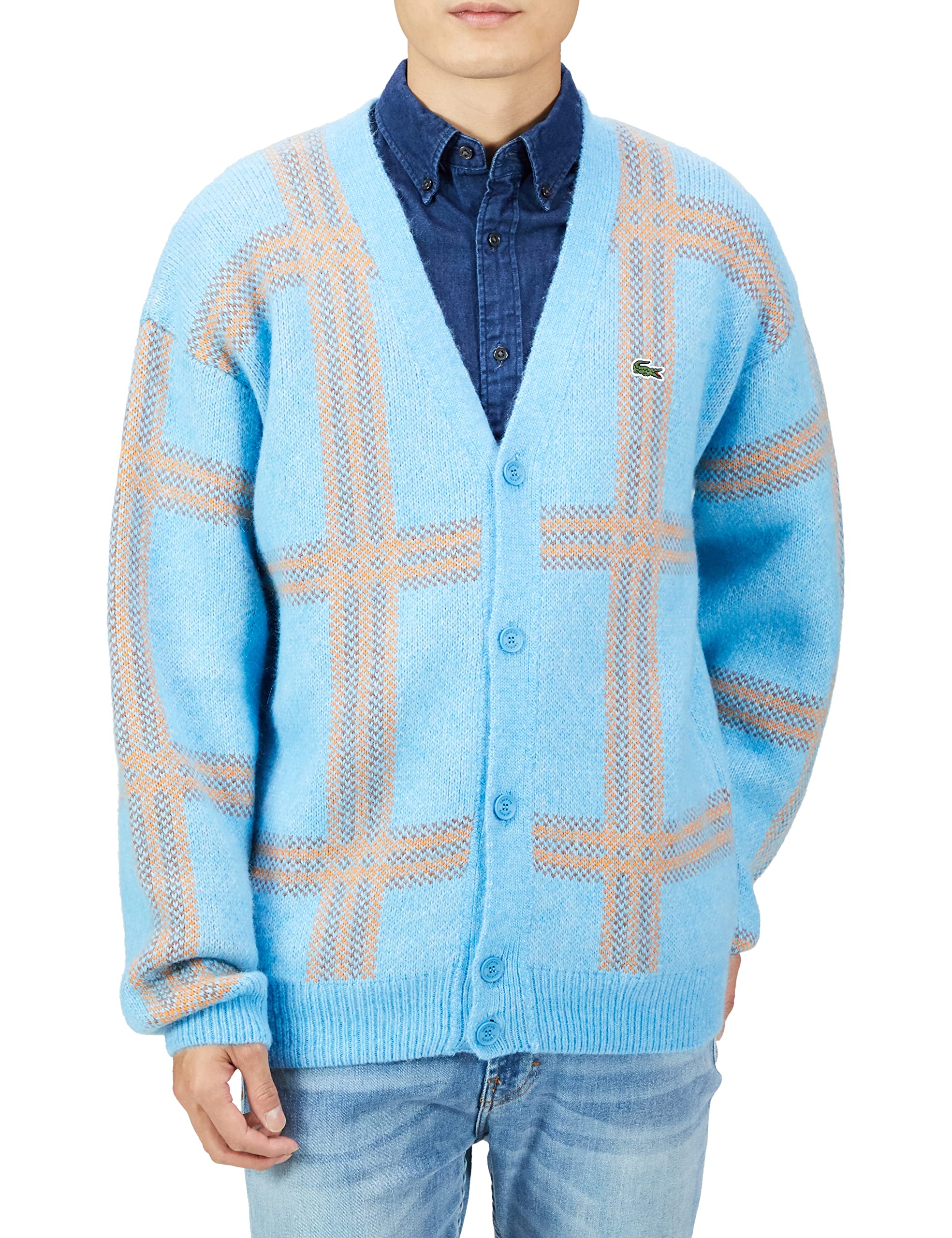 美品 LACOSTE ラコステ ビッグタータンチェック カーディガン アルパカ 美品 LACOSTE ラコステ ビッグタータンチェック カーディガン