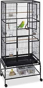 Voliera Per Uccelli Relaxdays 146x55x50 Cm - Con Piedistallo Per Canarini E Cocorite - Foto 2