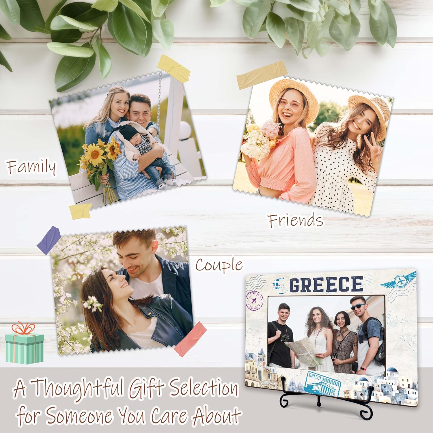 Greece Travel Picture Frame, Greek Wedding Honeymoon Souvenirs Gifts Photo Frames with Iron Stand for Home Office Indoor Table Shelf Display - F11 image 5