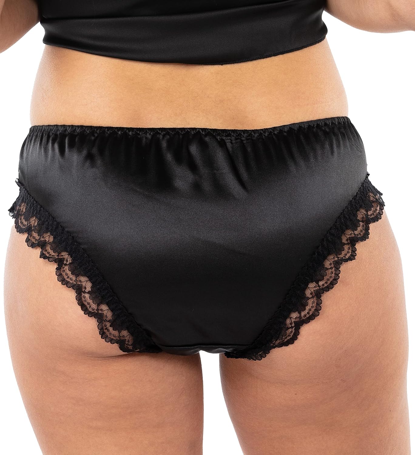 Satini Women's Tanga Bikini Lingerie Briefs Panties Satin Frilly Lace Knickers - Image 3