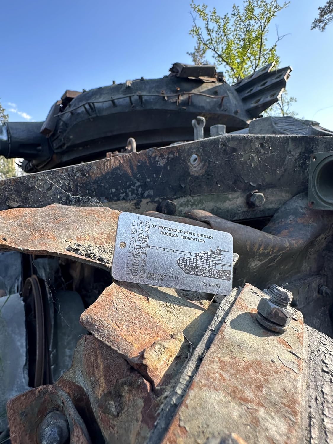 Metal Keychain - Piece of Russian Tank Made in Ukraine