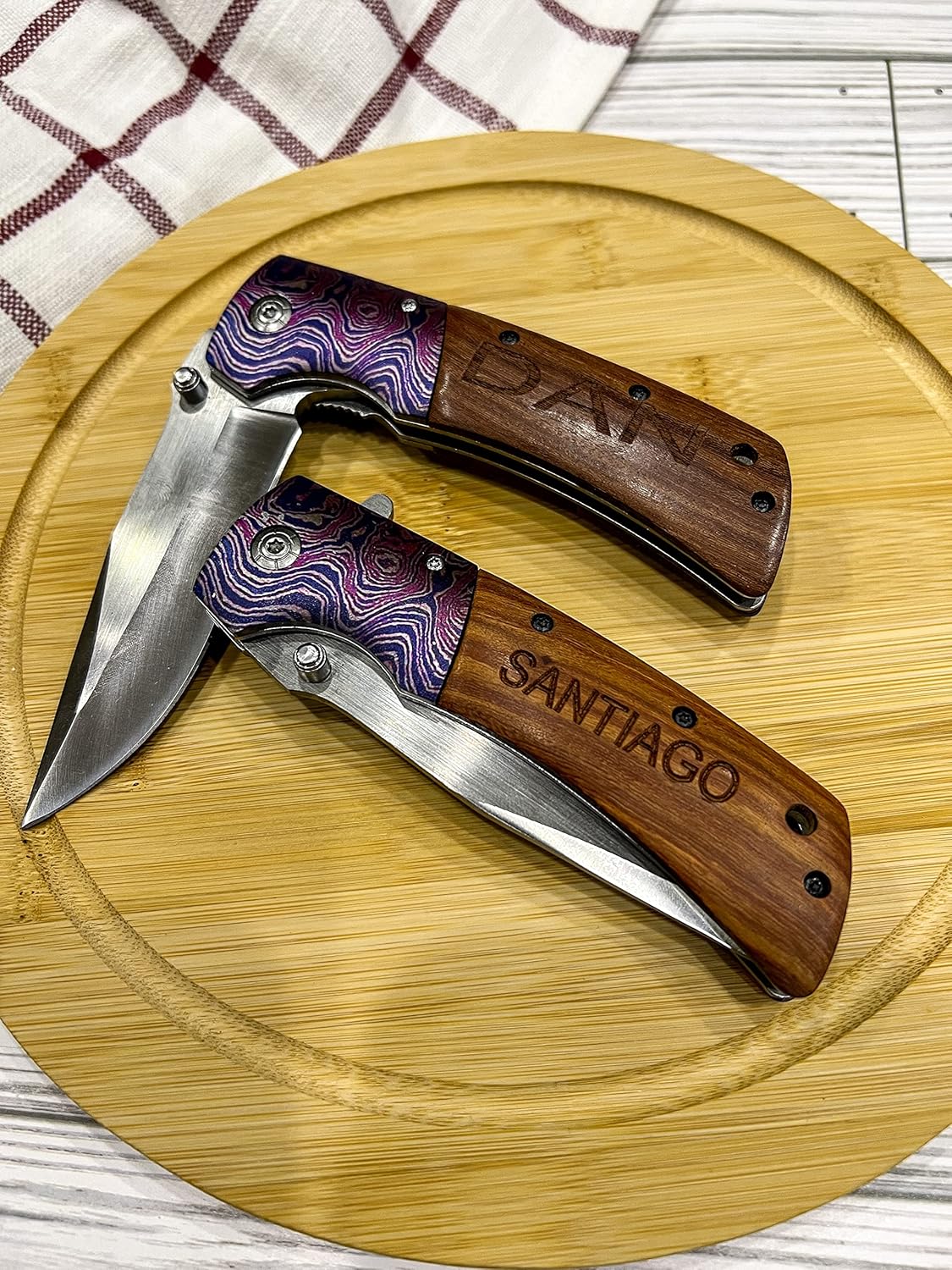Gifts for Men - Custom Engraved Pocket Knife - Fishing Camping Hunting Personalized Gift Sturdy Wooden Handle & Sharp Thick Blade, Perfect for Dad Boyfriend Groomsmen Husband Son Father's Day Anniversary Birthday Valentines & More (Knife NOT Engraved)