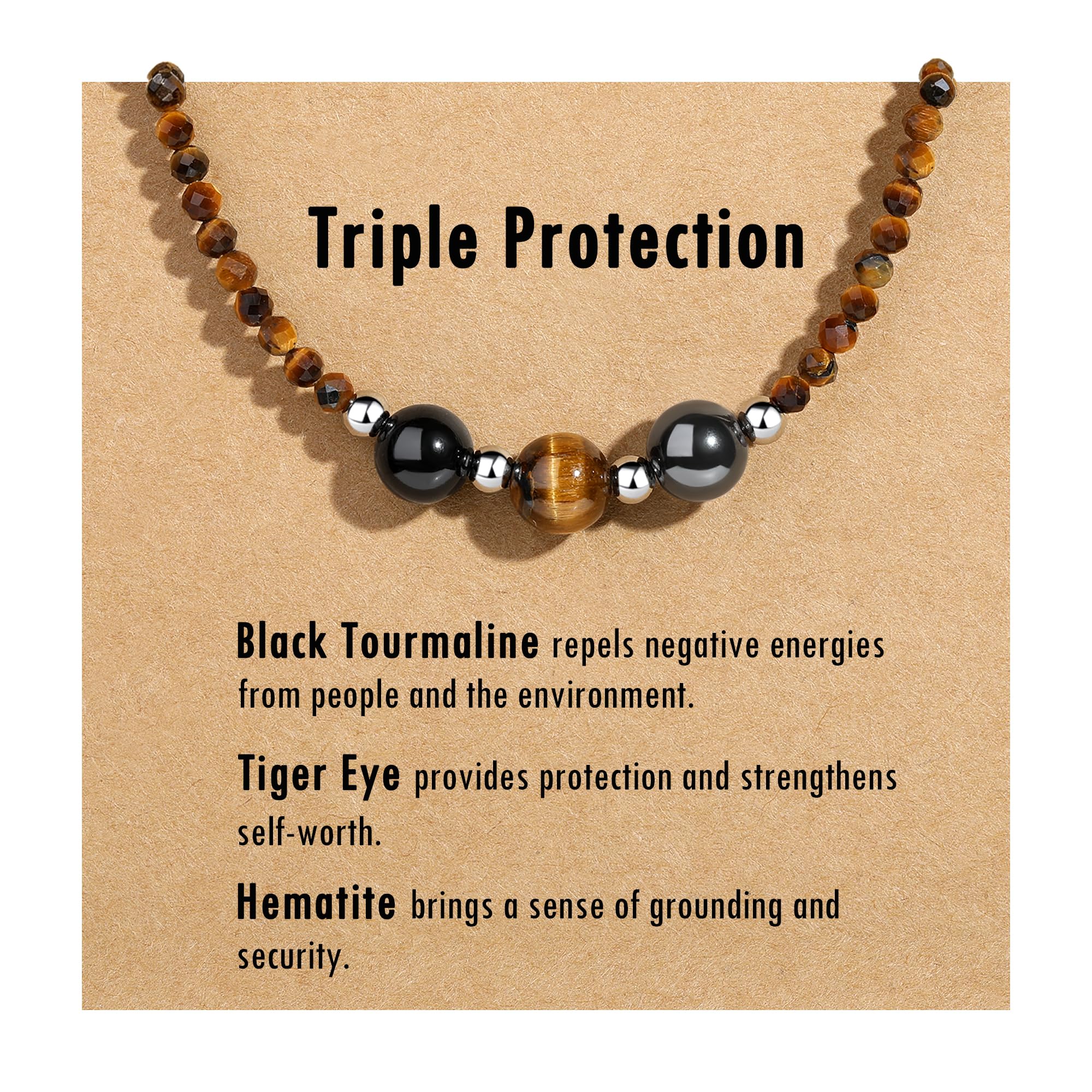 Natural Healing Crystal Necklace for Women, New Beginnings, Anxiety Relief, Tripe Protection, Retirement, Choker Necklace Jewelry Christmas Birthday Gift for Her Coworkers Friends
