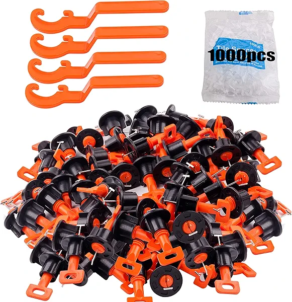 Tile Leveling System Kit with 200pcs Tile Leveler & 4 Special Wrenches & 1000pcs 2mm Tile Spacers