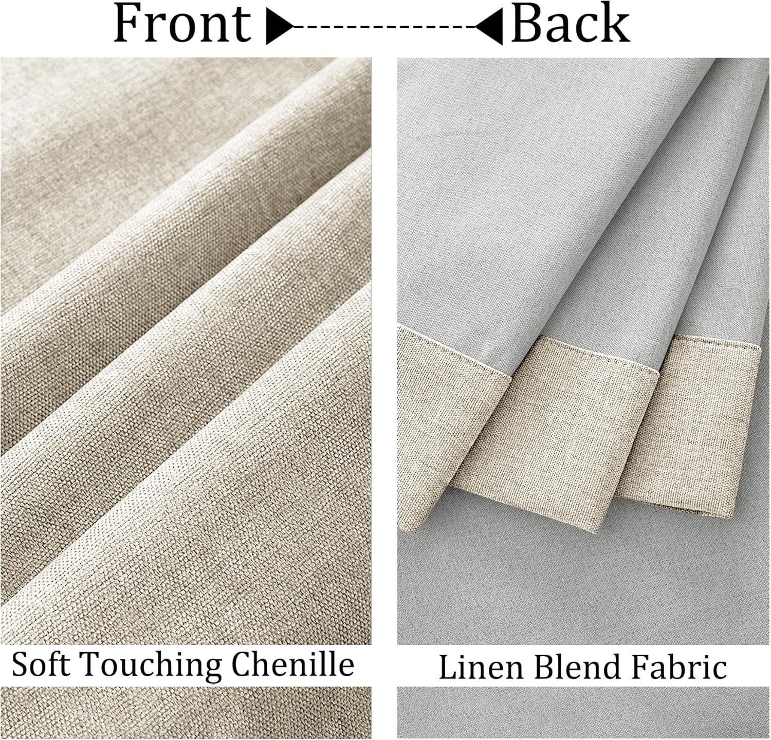Fcosie 52" Wx84 L Chenille Black Out Drapes with Silver Grommet/Full Light Blocking Curtains 84 inch Length/Eyelet Top Draperies 100% Blackout Drapery for Living Room Bedroom, 2 PCS, Beige
