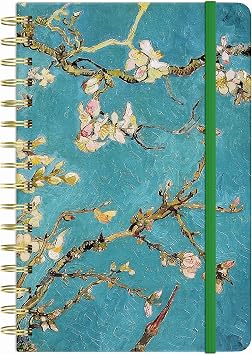 Spiral Hardcover Journal, 6 x 8.4 In, 160 Pages Green Flower