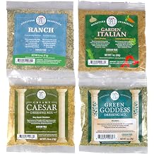 MySALT Restaurant Style Salad Dressing and Marinade Mixes - 4 Pack Garden Italian, Ranch, Caesar, and Green Goddess Sodium-Free Mixes. Flavor First. Salt Optional.