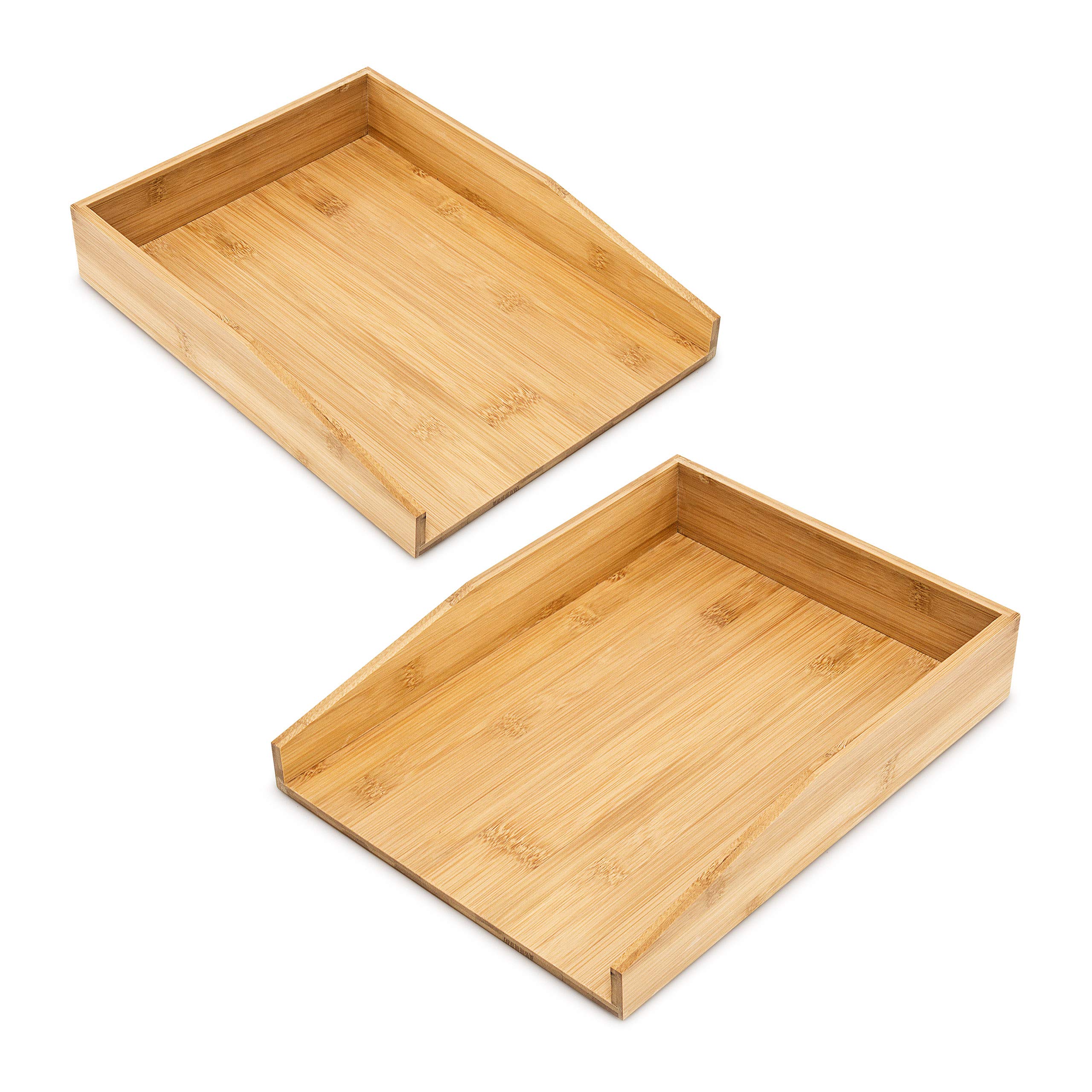 Relaxdays 5x Accessori da Scrivania in Bambù, Portadocumenti per A4, Portalettere, Portapenne, Organizer in Legno, Naturale