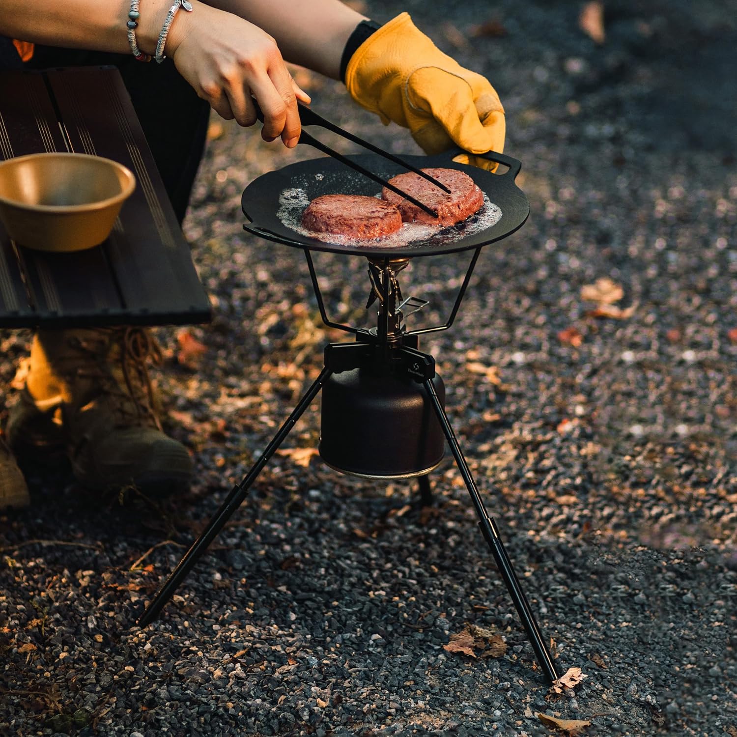 Thous Winds Camping Stove Stand, Backpacking Campfire Tripod with Upper Support, 10.2-14.2 Inch Height Adjustment