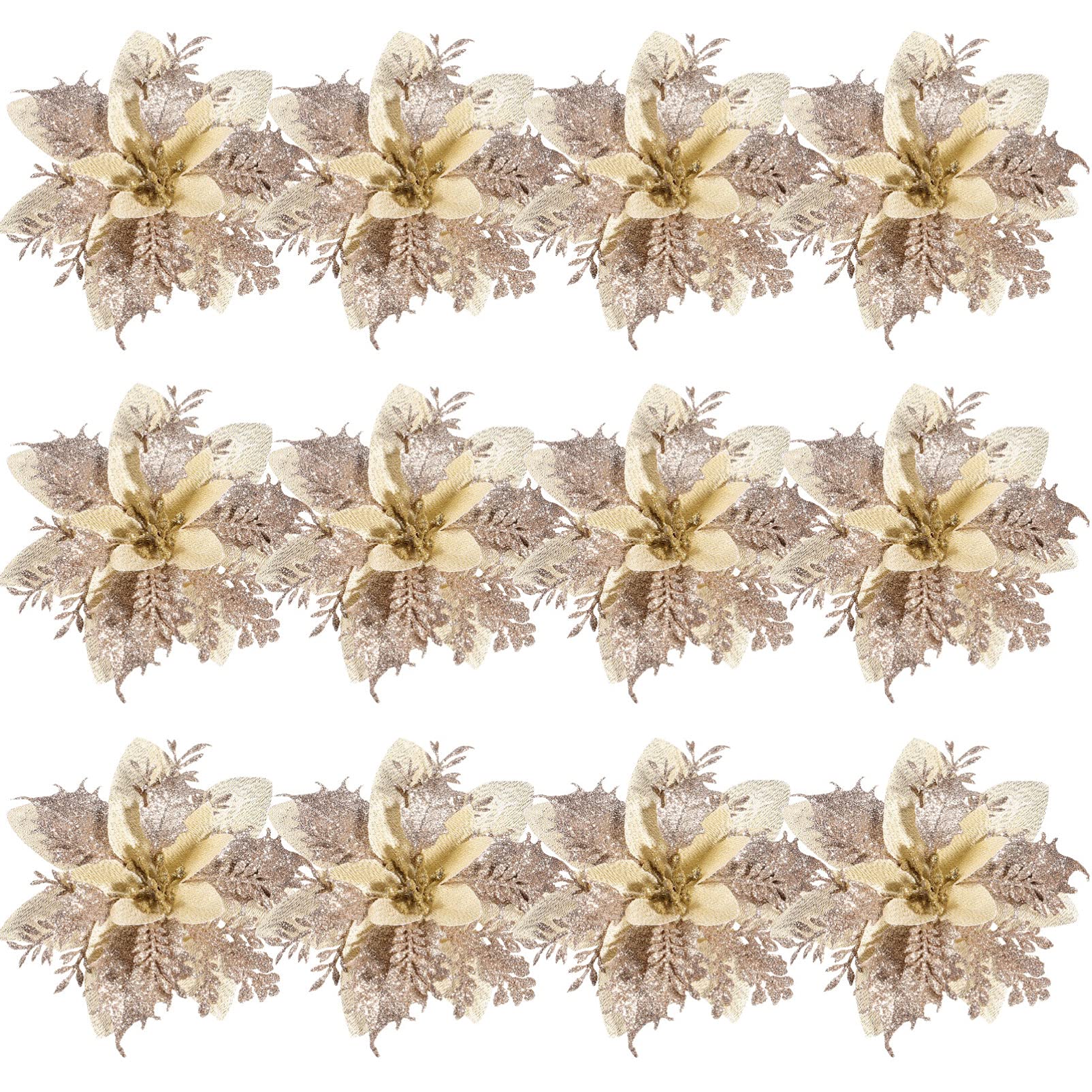 NUOBESTY Christmas Glitter Poinsettia Decor