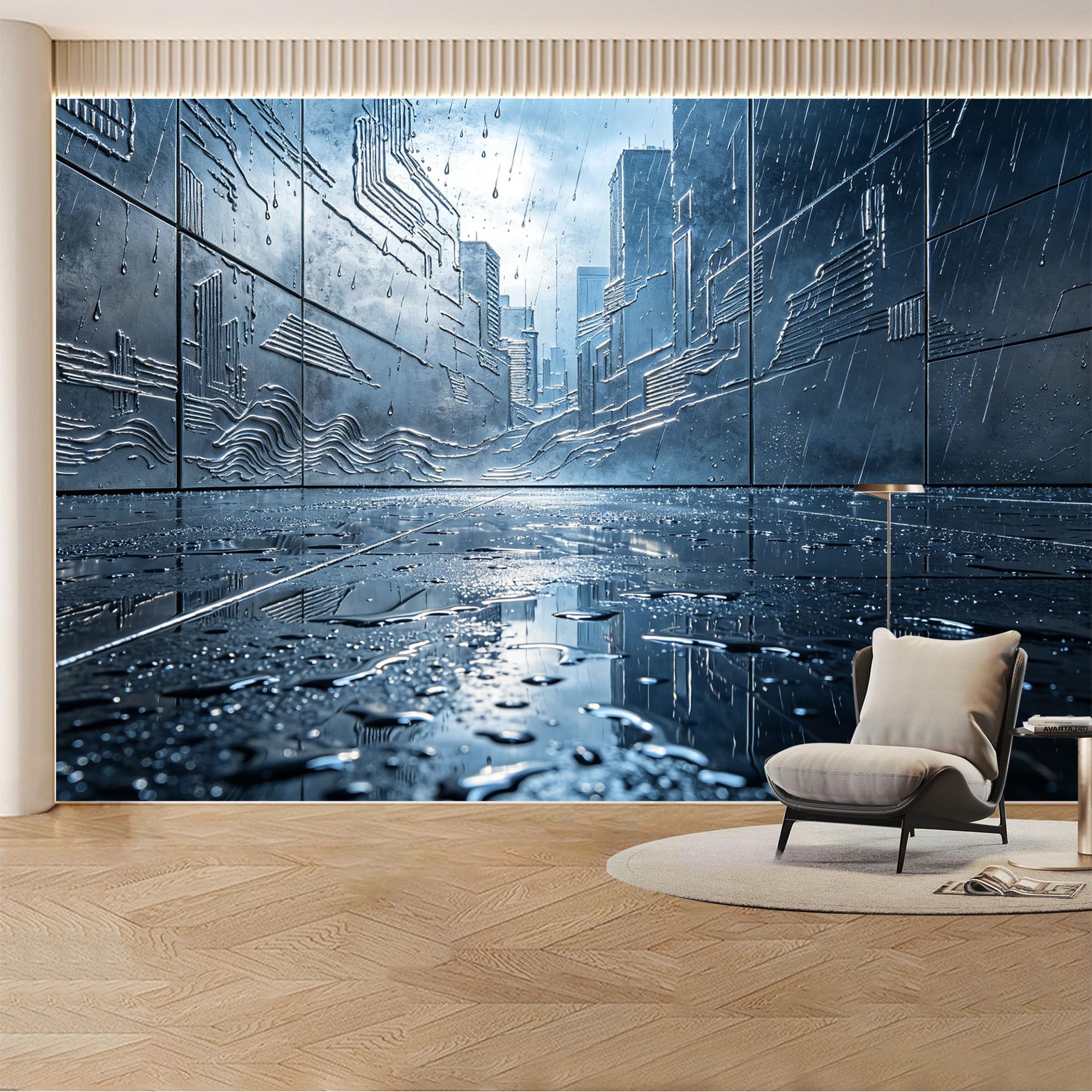 Custom Wall Mural Wallpaper Cityscape Urban Skyline Modern 3D Effect Wall Decor Large Wall Art Futuristic Minimalist Removable SelfAdhesive Large Photo for Living Room， Bedroom， Office