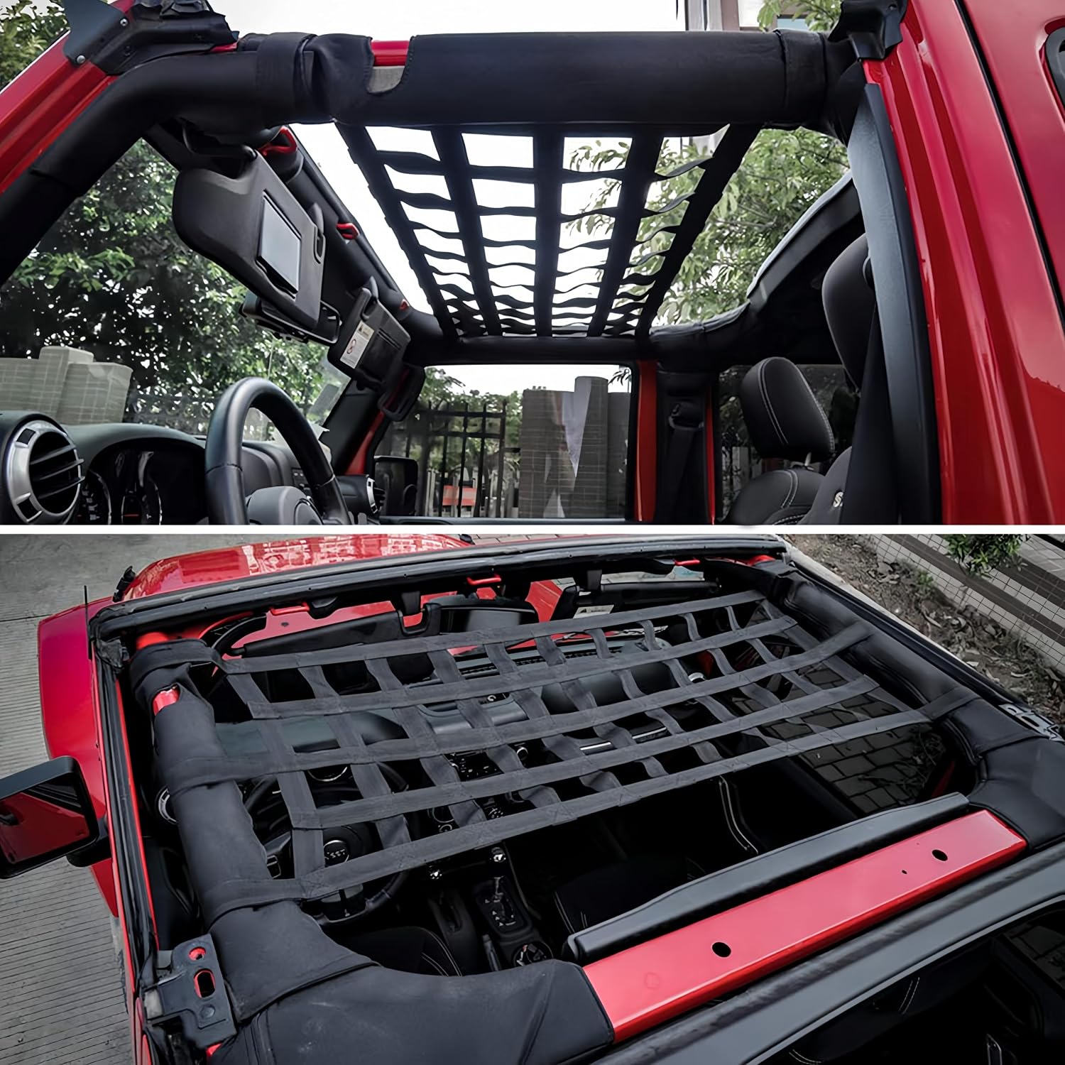 Mesh Cargo Net Roof Top Netting Hammock for Jeep Wrangler YJ TJ JK JKU JL JLU 1987-2024 & Gladiator JT Accessories, Small Cargo Nets Black