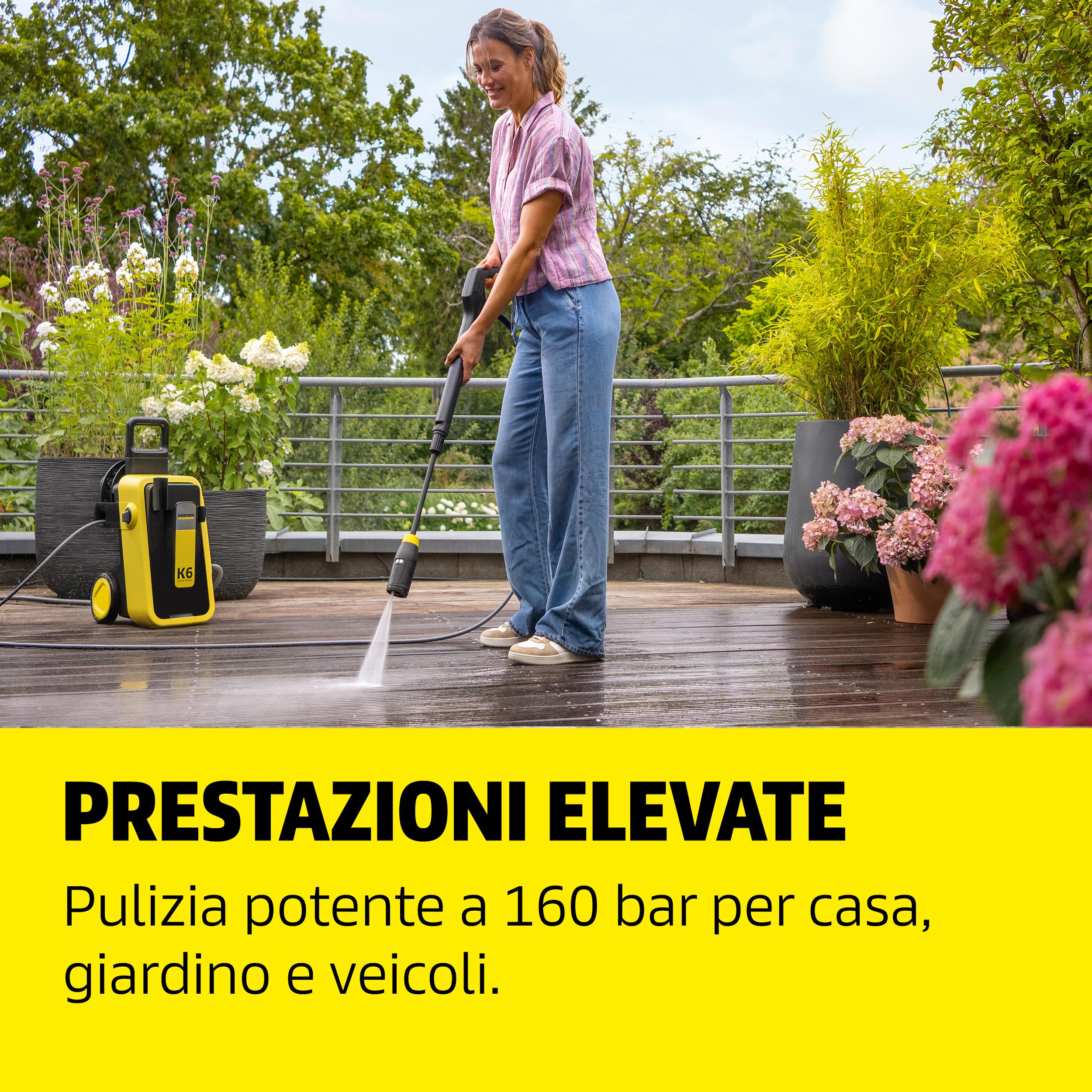 Kärcher idropulitrice K 6 Comfort Premium, pressione: 160 bar, portata: 510 l/h, superficie: 50 m²/h, peso: 18,2 kg, tubo ad alta pressione flessibile, avvolgitubo, ugello 4 in 1 Multi Jet