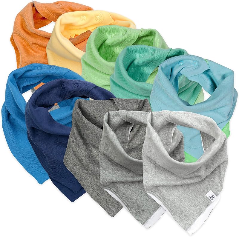 HonestBaby Baberos bandana de algodón orgánico, paquetes múltiples, paquete de 10, Rainbow Boy, talla única