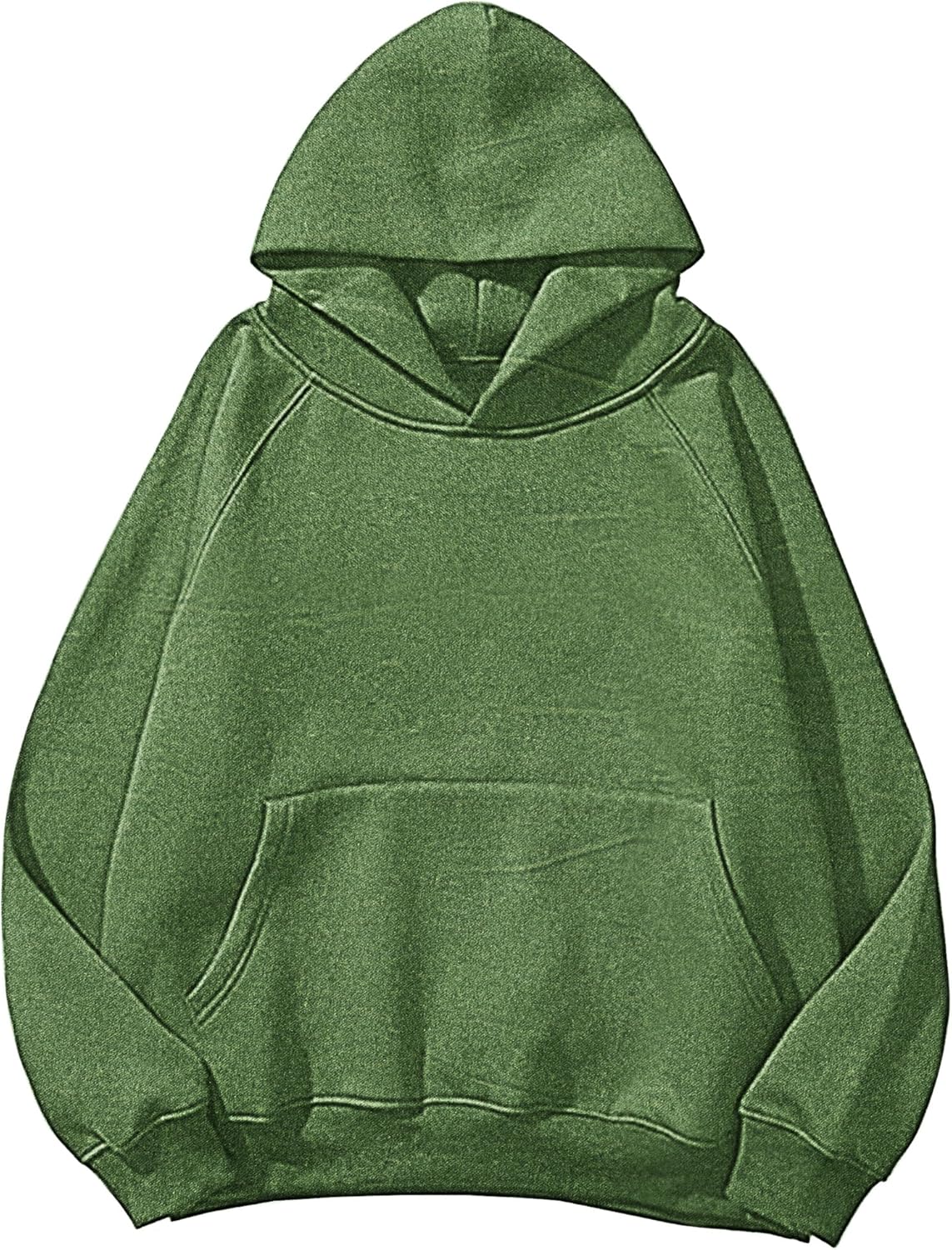 Lauweion Women Solid Basic Fleece Letter Loose Hoodie Sweatshirt Long Sleeve Kangaroo Pocket Drop Shoulder Pullovers Top