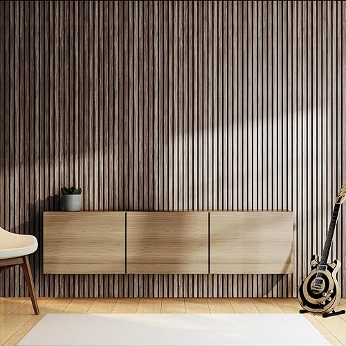 Miniatura 9 de Paquete de 2 paneles de listones de madera acústica - Paneles de pared insonorizados para decoración de interiores
