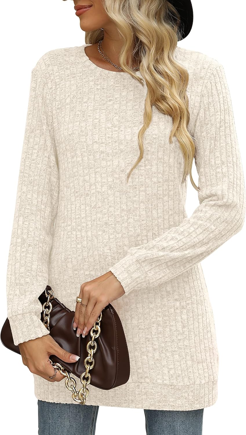 Sweaters for Women Long Sleeve Crewneck Sweatshirt Loose Casual Tunic Tops - Image 4