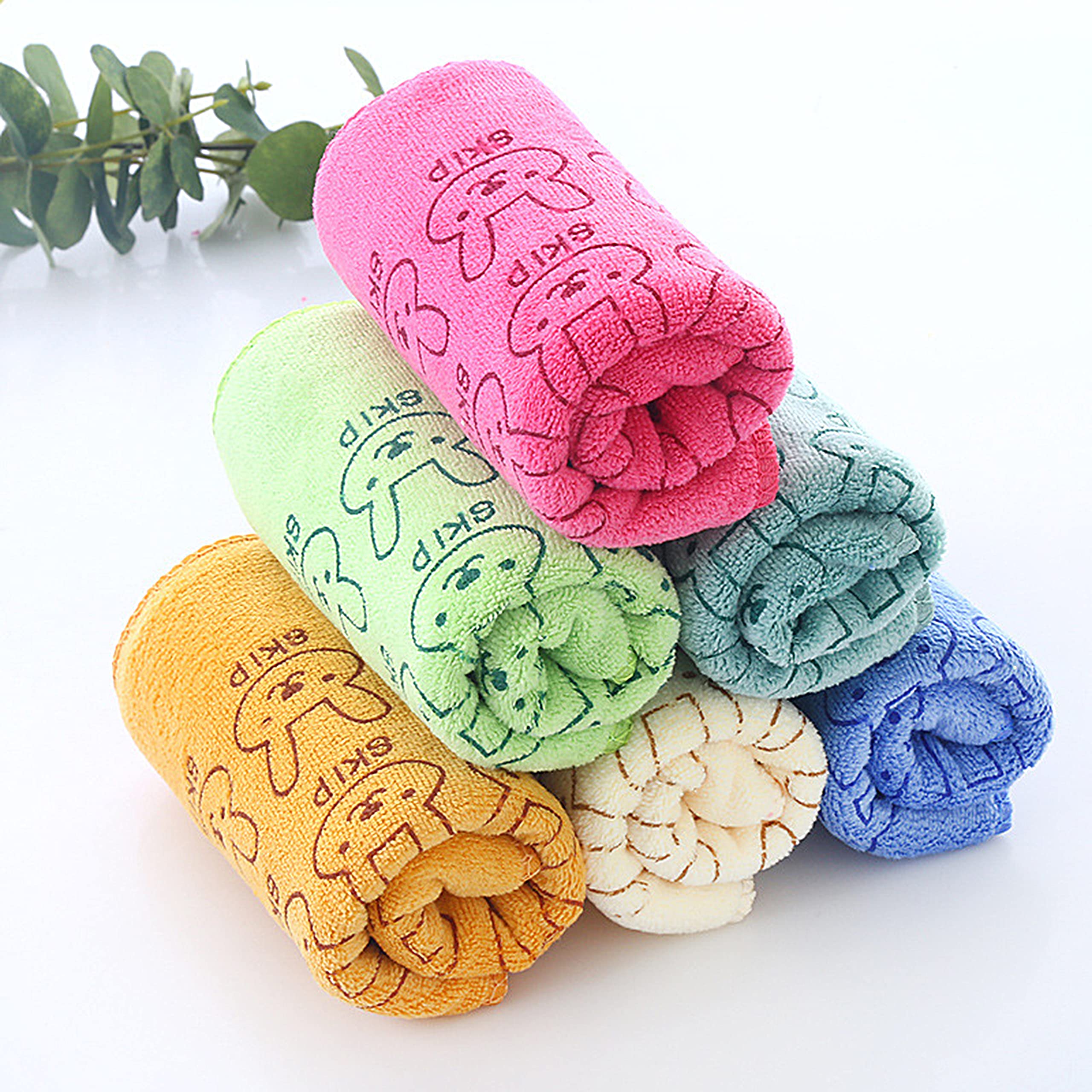 MOM CARE Cotton Microfibre Face Towels For Babies Extra Soft/Quick Dry/Strong Water Absorbent/Napkins Towel For Kids, Boys & Girls, Pack of 3, Multi Color, 400 TC