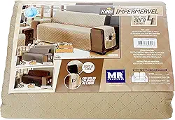 Protetor De Sofá Impermeável 4 Lugares King Liso Dupla Face Tecido Microfibra Kaqui/Marrom